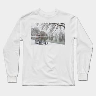 Snowy Benches by the Lake Long Sleeve T-Shirt